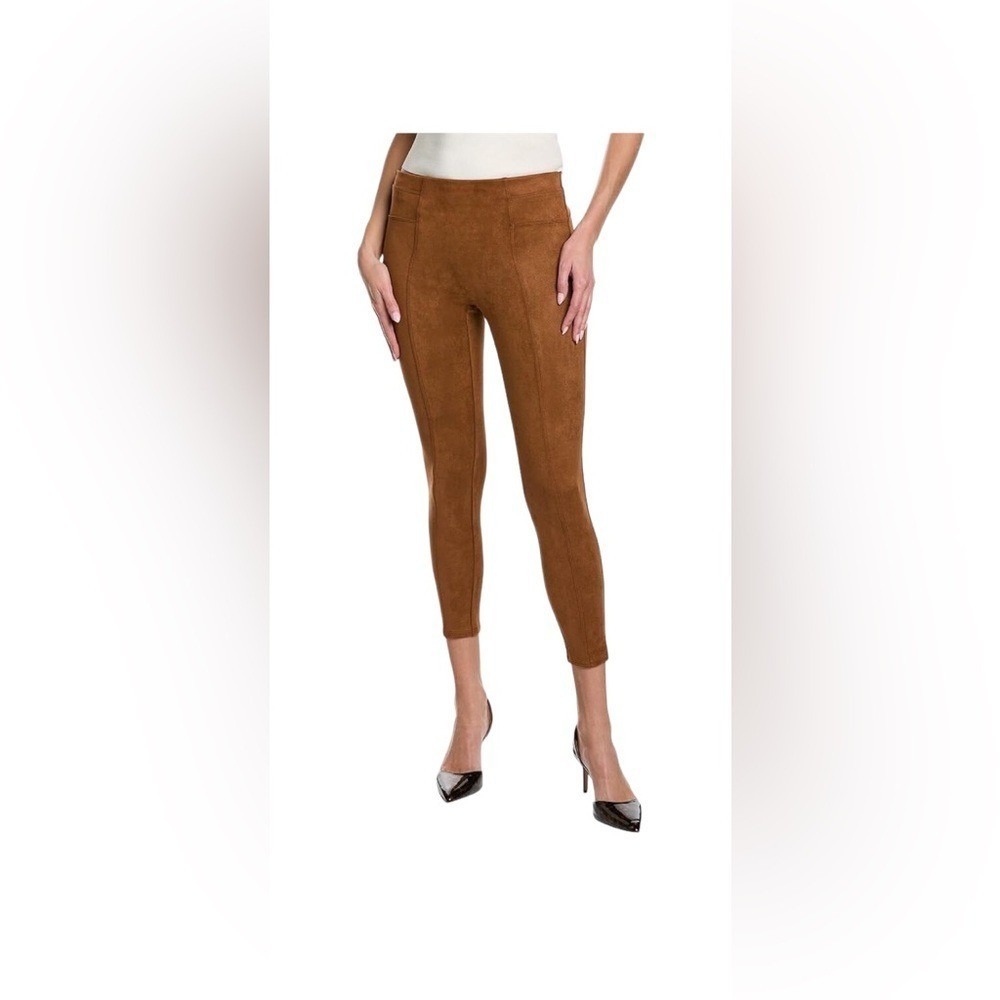 Spanx Faux Suede Leggings Womens Small Caramel Brown High Rise Seamed NWT